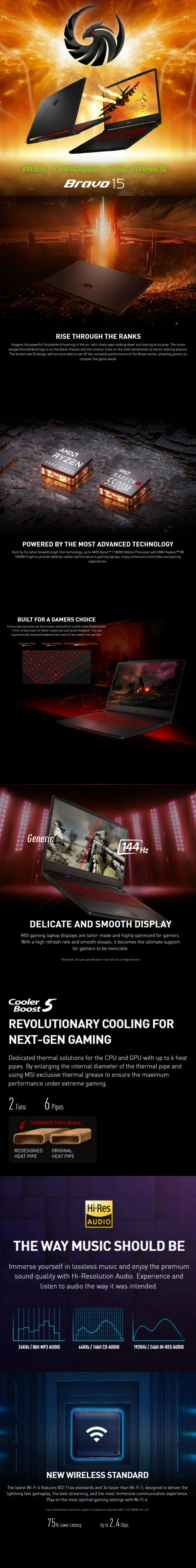 Msi Bravo 15 B5Dd-274Ph Amd Ryzen 5 5600H 8Gb Rx5500M 512Gb Ssd Laptop Universal Black - Image 6