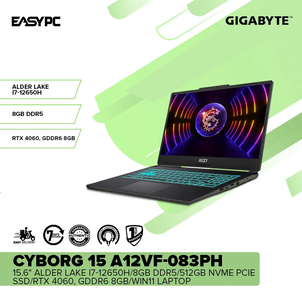 MSI CYBORG 15 A12VF-083PH 15.6" Alder Lake i7-12650H Laptop - Image 2