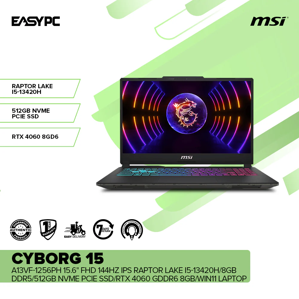 MSI Cyborg 15 A13VF-1256PH 15.6 FHD IPS i5-13420H/8GB DDR5/512GB NVMe SSD/RTX4060 GDDR6/Win11 Laptop - Image 2