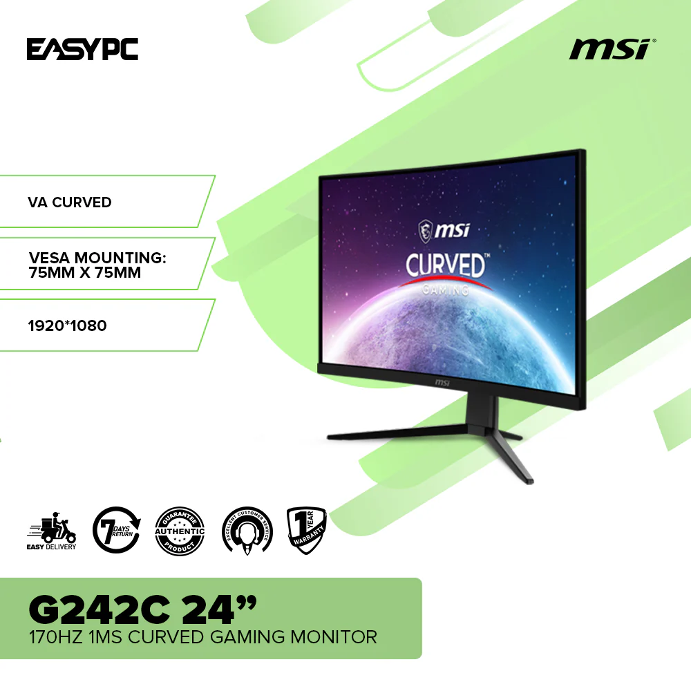 MSI G242C 24' 170hz 1ms Curved Gaming Monitor - Image 2