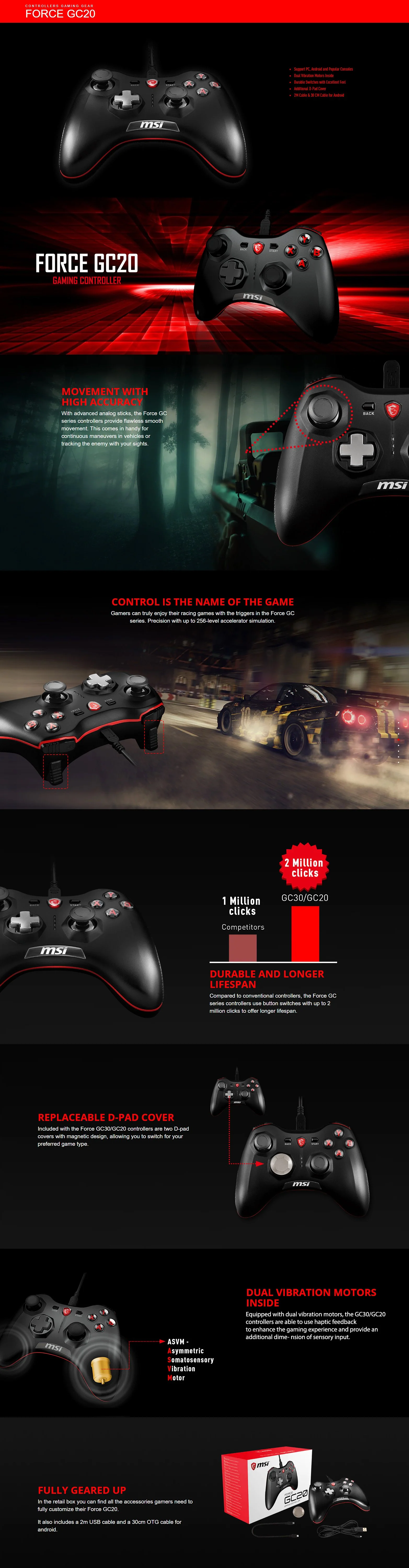 MSI GC20 Wired Gamepad - Image 4