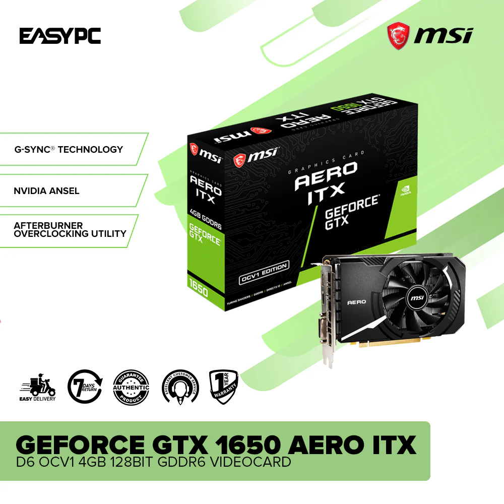 MSI NVIDIAÂ® GeForce GTX 1650 D6 AERO ITX OCV1 4GB 128BIT GDDR6 Videocard - Image 2