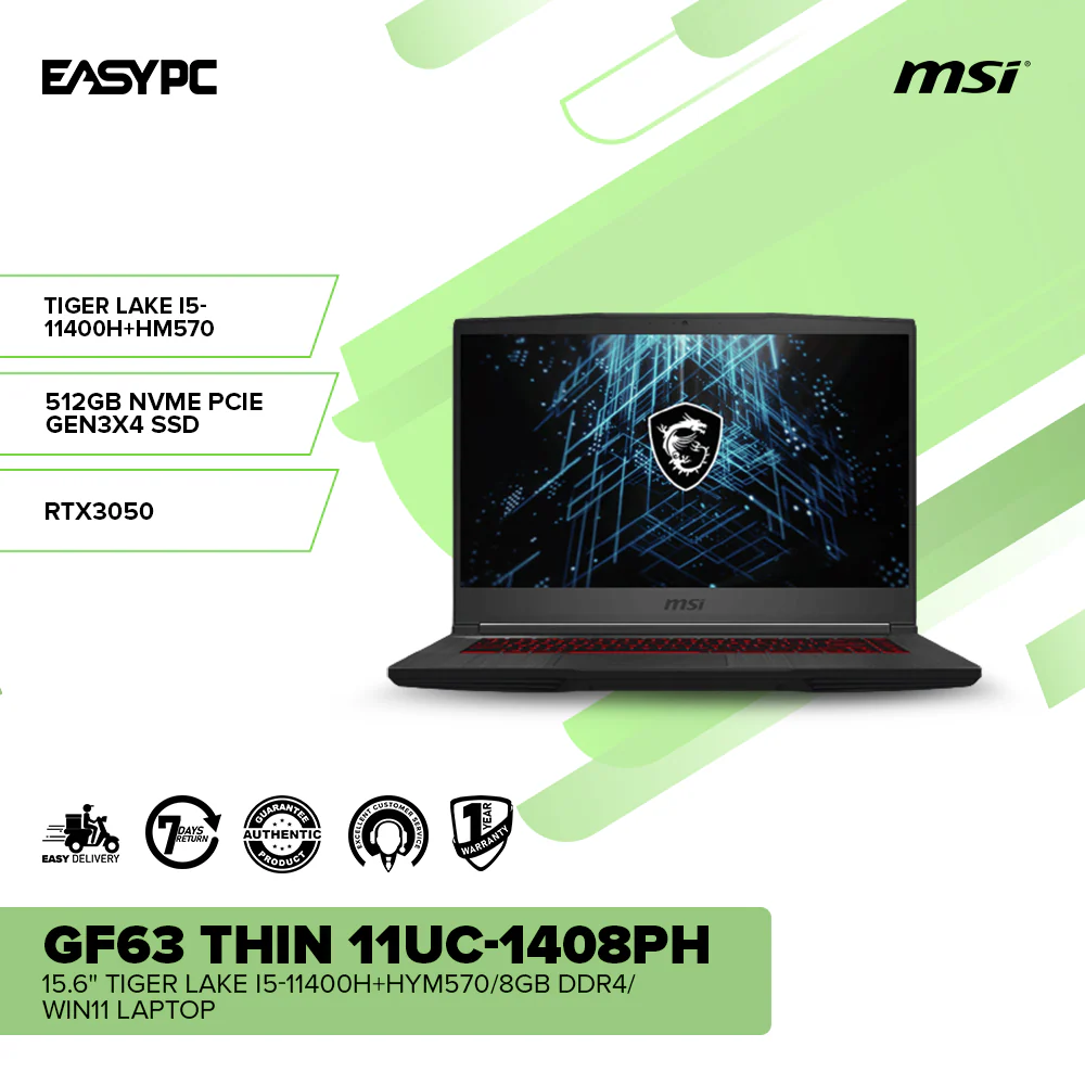 MSI GF63 Thin 11UC-1408PH 15.6" Tiger Lake i5-11400H Laptop - Image 2