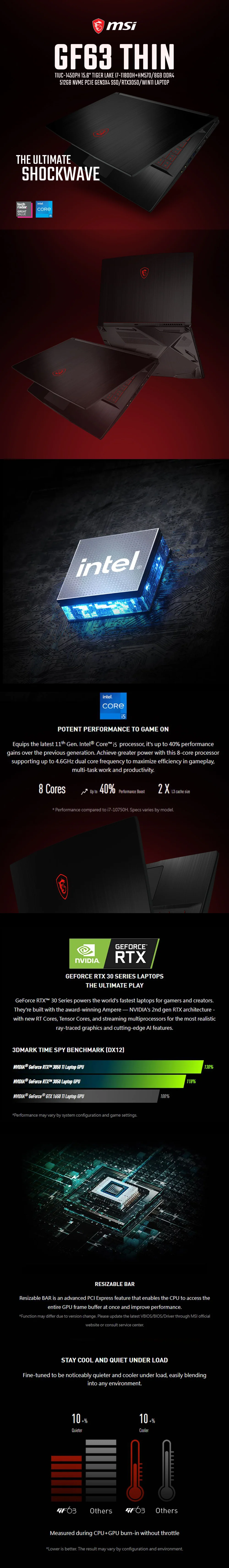 MSI GF63 Thin 11UC-1450PH 15.6" Tiger Lake i7-11800H Laptop - Image 6