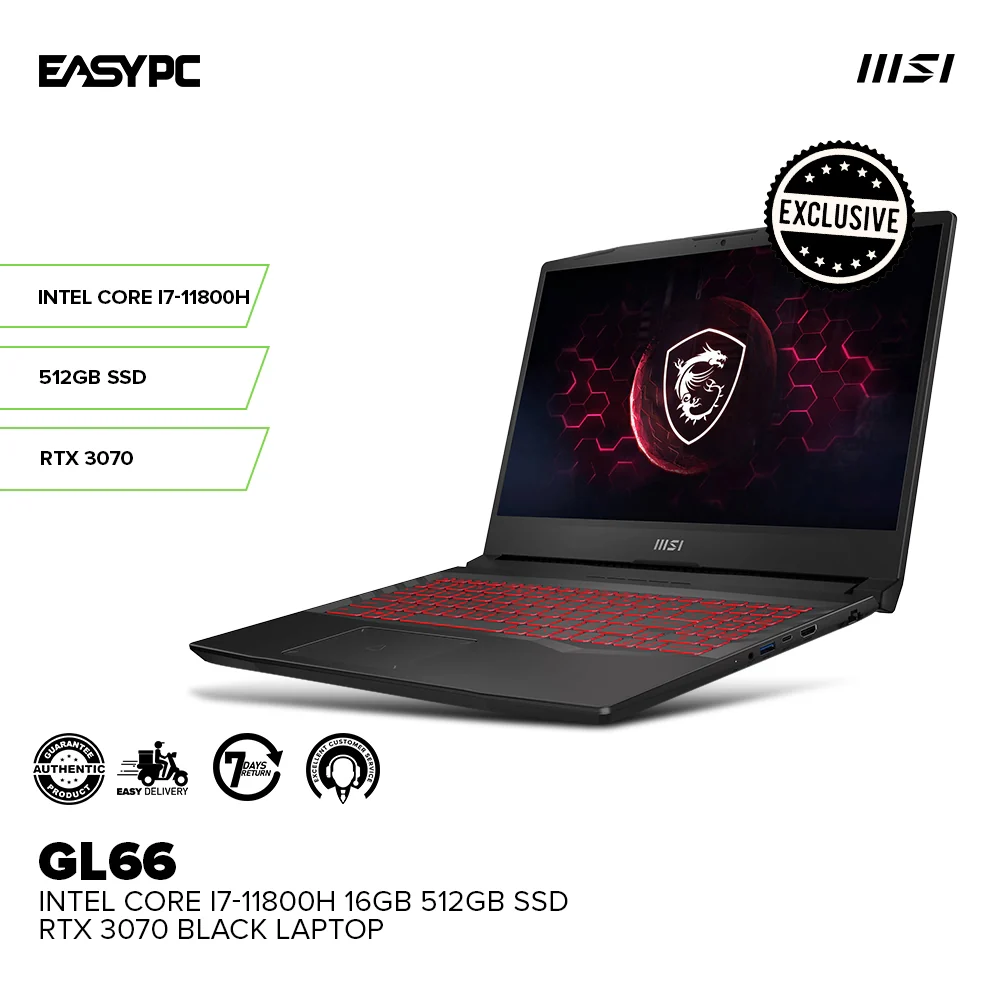 MSI GL66 11UGK-001 Intel Core i7-11800H 16GB / 512GB SSD RTX 3070 Windows 10 Laptop Black PS - Image 2