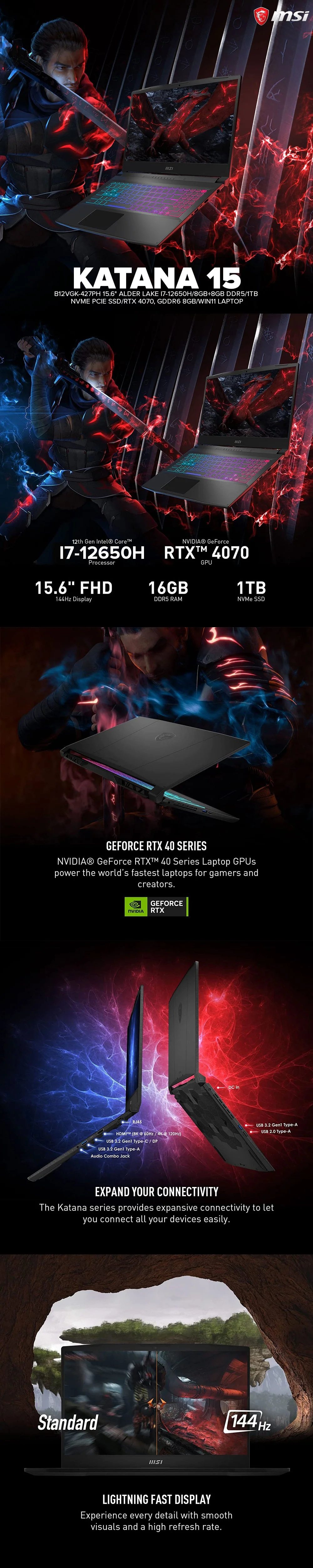 MSI KATANA 15 B12VGK-427PH 15.6" Alder Lake i7-12650H Laptop - Image 6