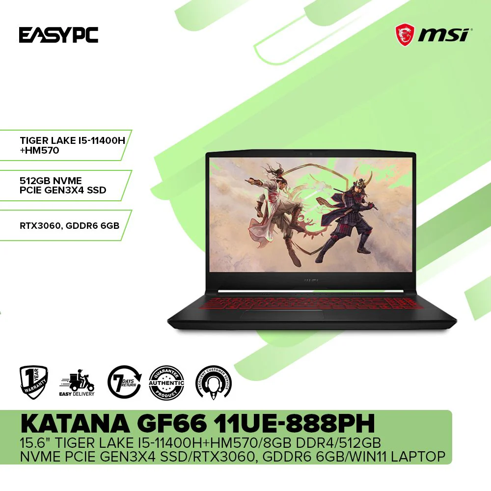 MSI Katana GF66 11UE-888PH 15.6" Tiger Lake i5-11400H+HM570 Win11 Laptop - Image 2