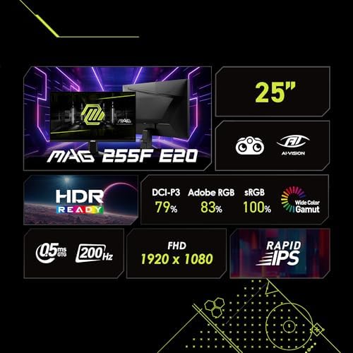 MSI MAG 255F E20 24.5" FHD 200Hz Rapid IPS Gaming Monitor - Image 3