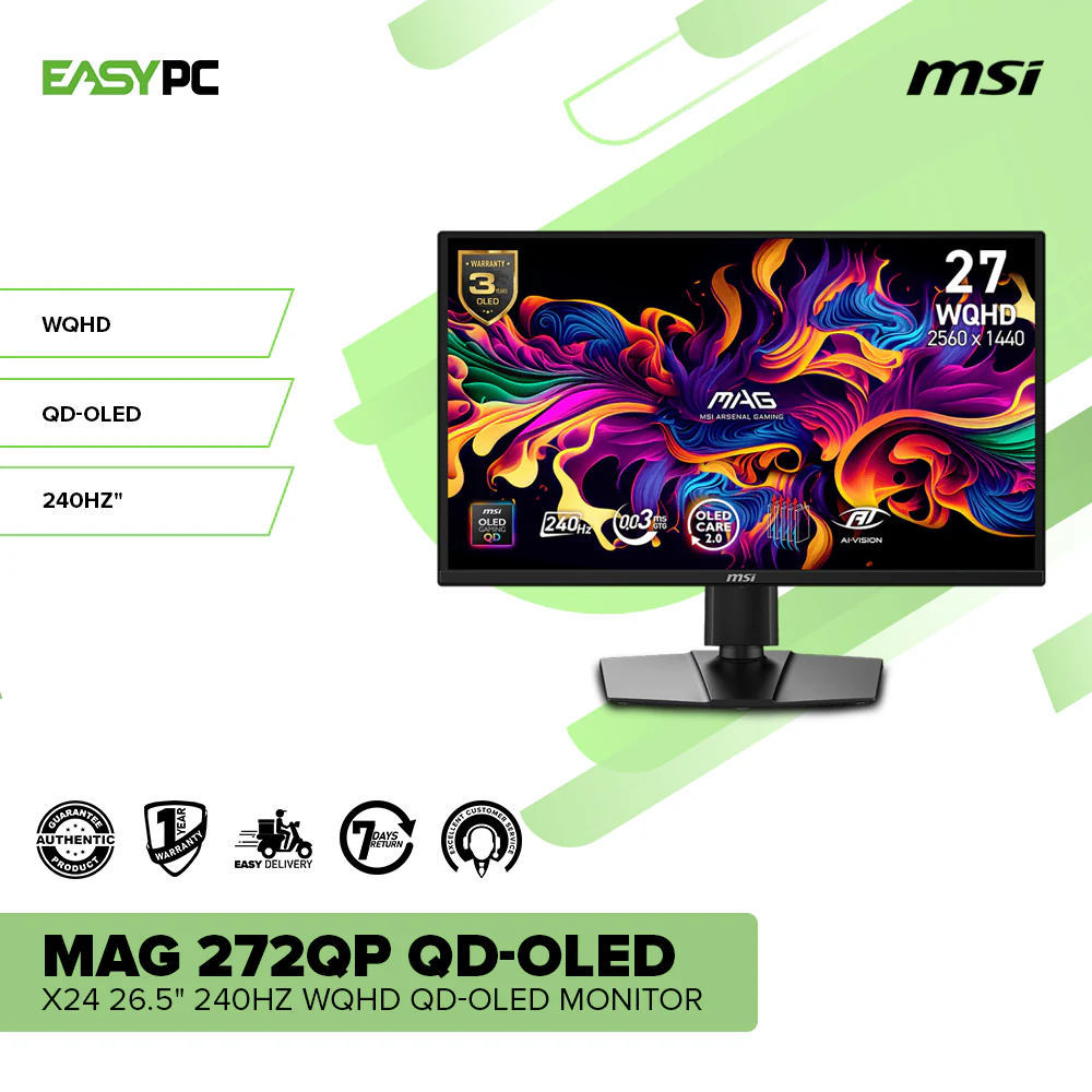MSI MAG 272QP QD-OLED X24 26.5" 240Hz WQHD QD-OLED Monitor - Image 2