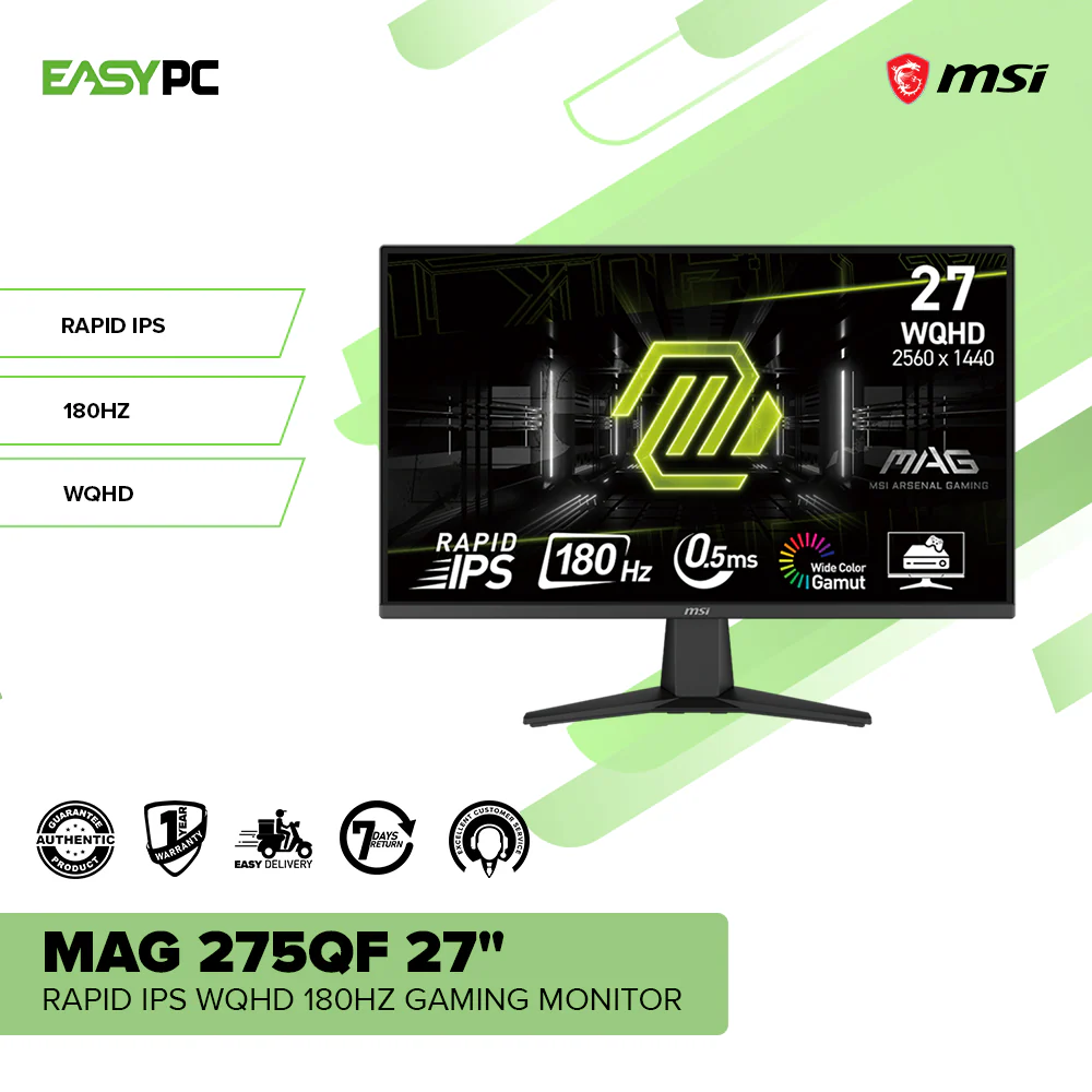 MSI MAG 275QF 27" RAPID IPS WQHD 180Hz Gaming Monitor - Image 2