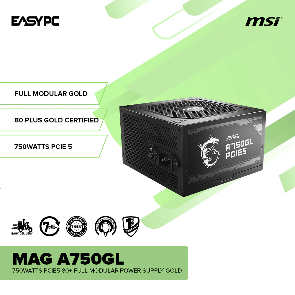 MSI MAG A750GL 750Watts PCIE5 80+ Full Modular Power Supply Gold - Image 2