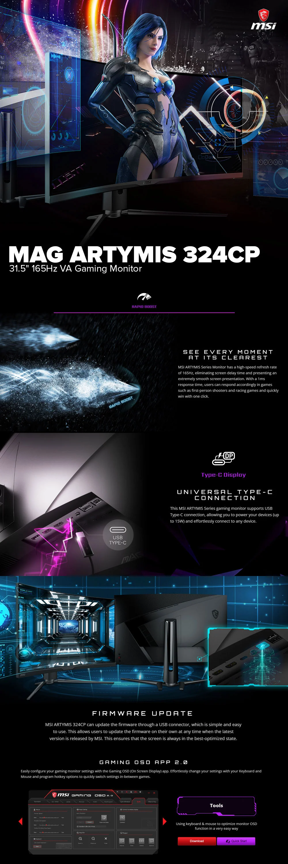 MSI MAG ARTYMIS 324CP 31.5" 165Hz VA Gaming Monitor - Image 7