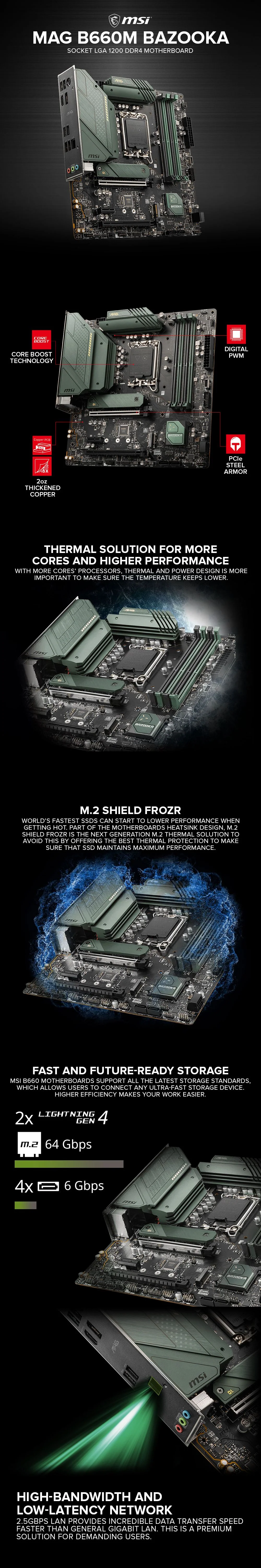 Msi MAG B660M Bazooka Socket LGA 1200, Supports 12th Gen Intel Core, Premium Thermal Solution Audio Boost Ddr4 Motherboard - Image 6