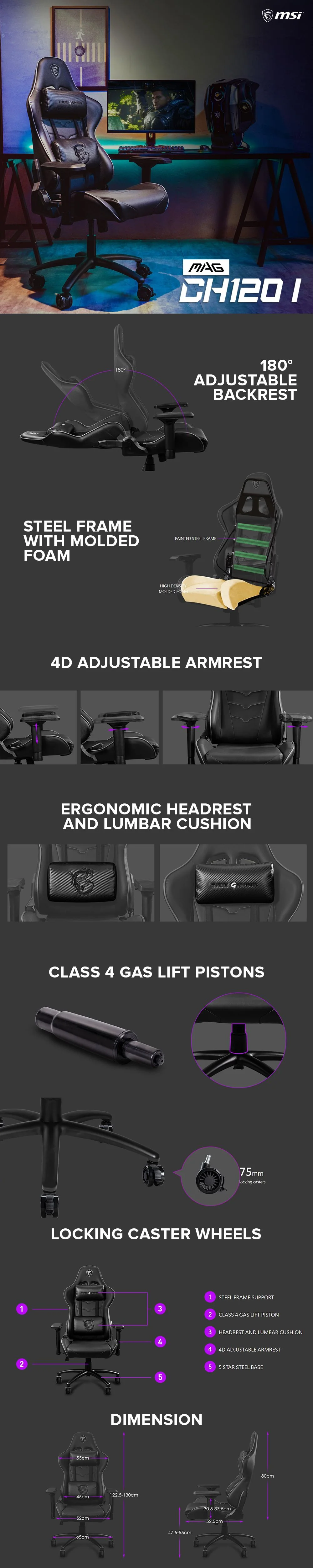 MSI MAG CH120I Gaming Chair - Image 5
