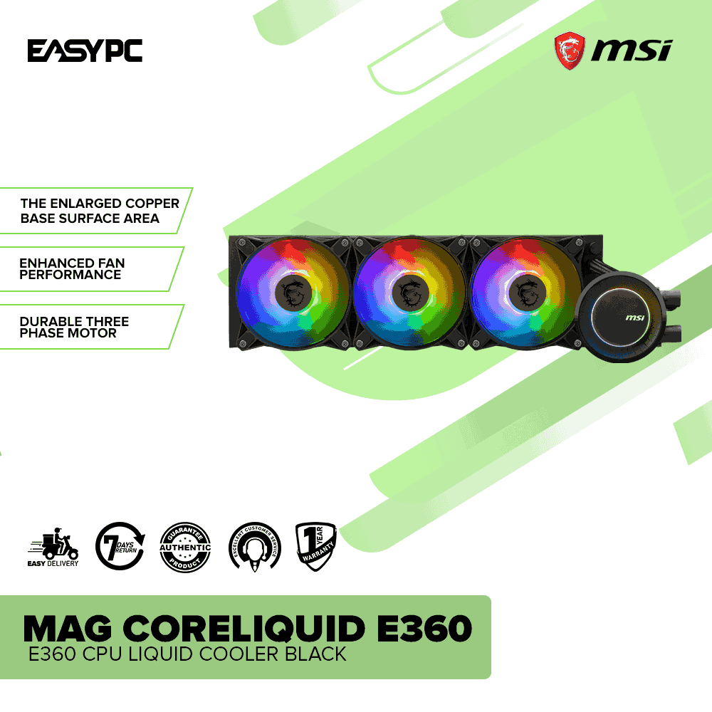 MSI MAG Coreliquid E360 CPU Liquid Cooler Black - Image 2