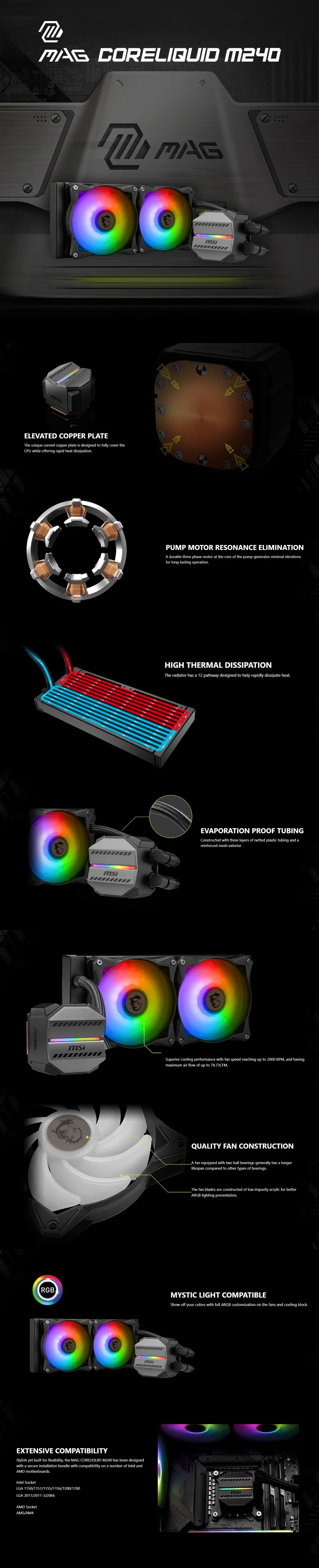 MSI MAG CORELIQUID M240 ARGB Liquid Cooler - Image 5