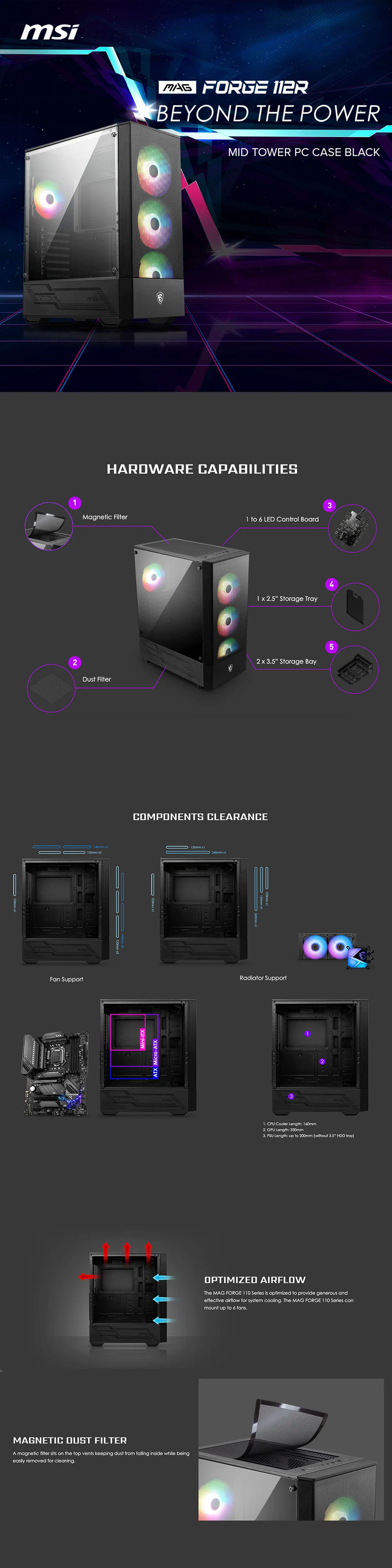 MSI MAG Forge 112R Mid Tower PC Case Black - Image 5