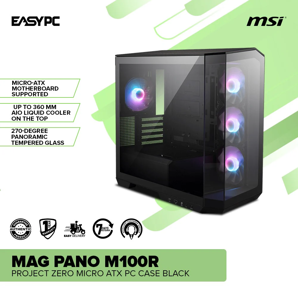 MSI MAG PANO M100R Project Zero Micro ATX PC Case Black - Image 2