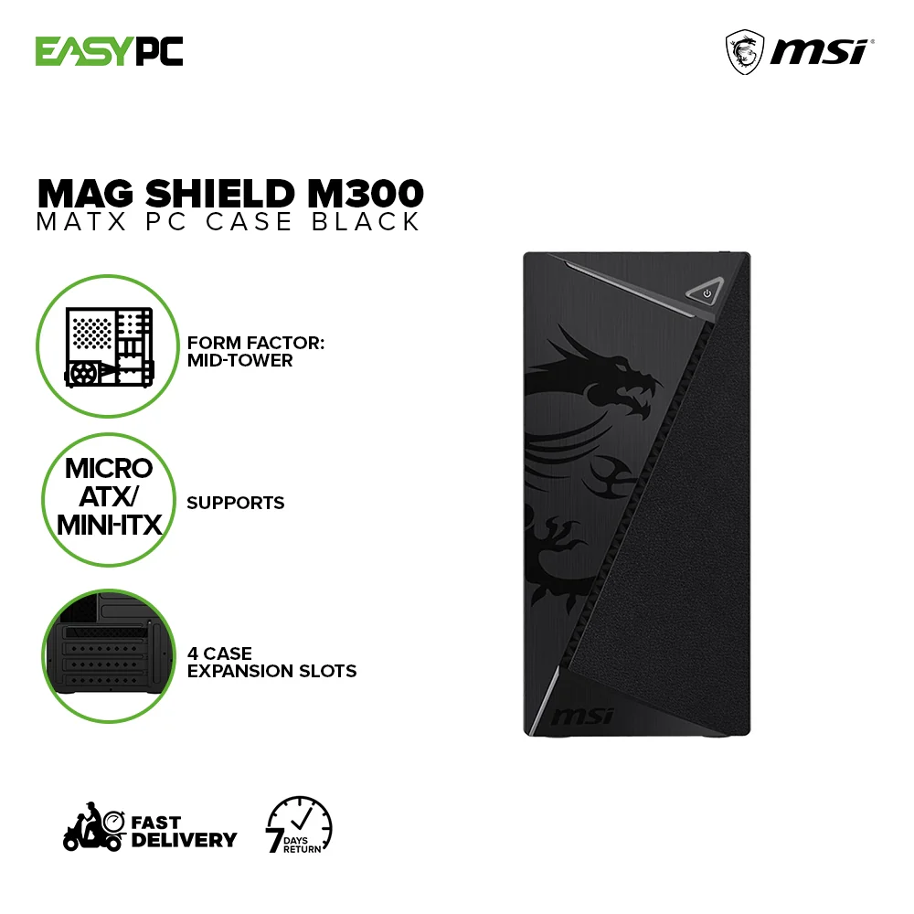 MSI MAG Shield M300 mATX Gaming PC Case Black - Image 2