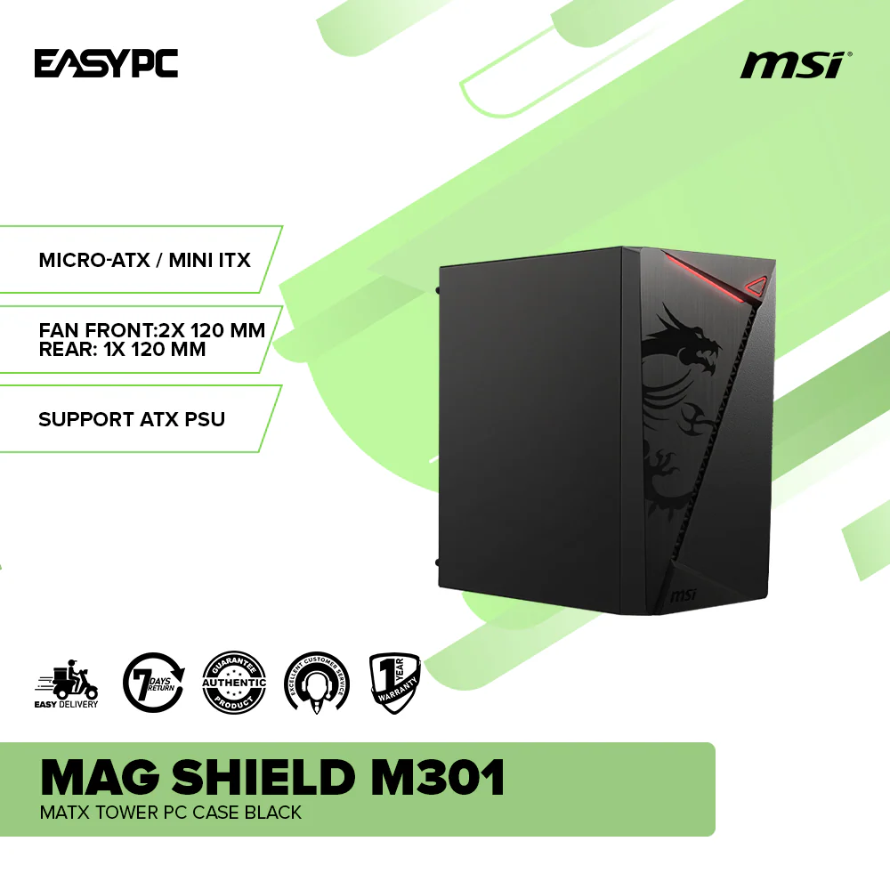 MSI MAG Shield M301 Matx Tower PC Case Black - Image 2