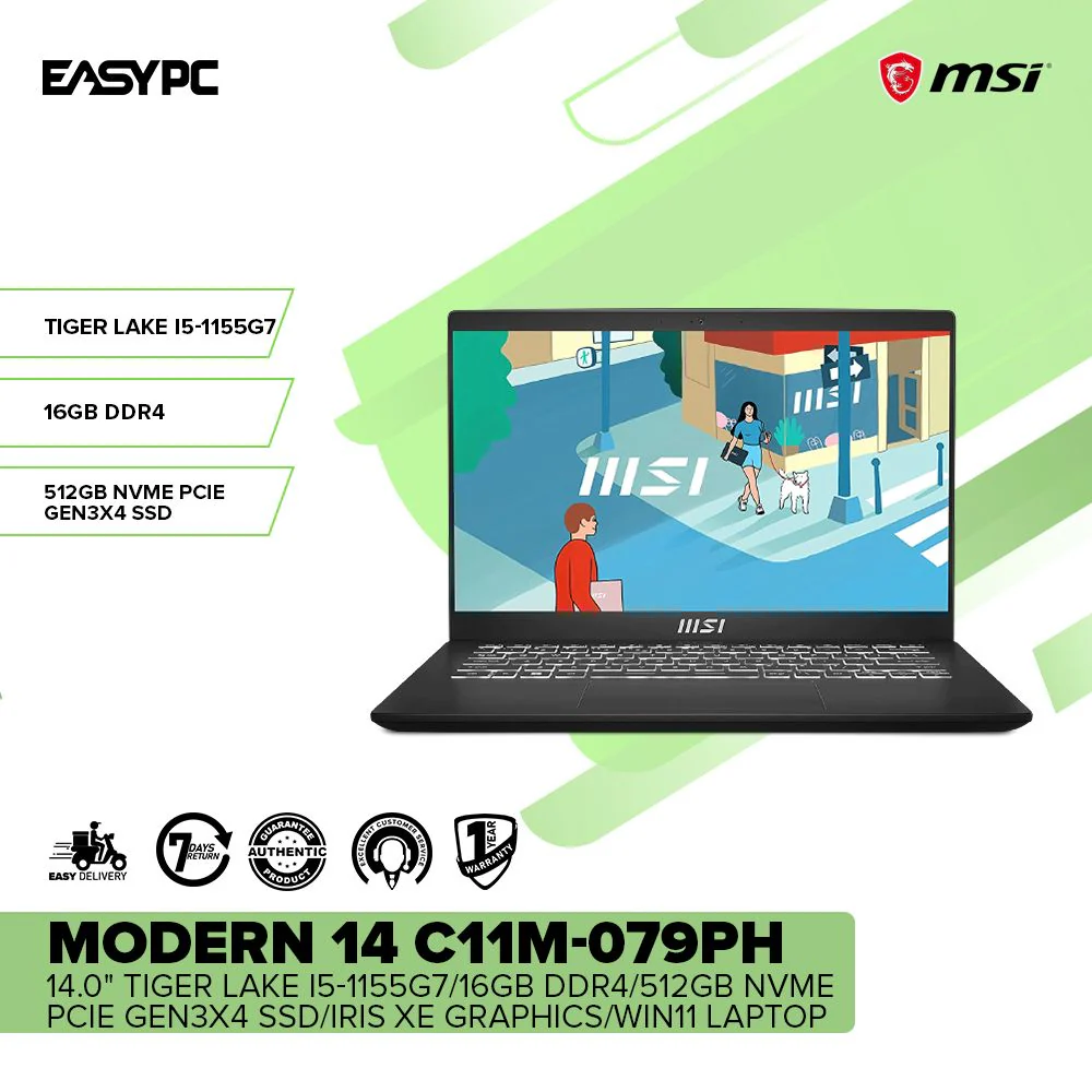 MSI Modern 14 C11M-079PH 14.0" Tiger lake i5-1155G Laptop - Image 2