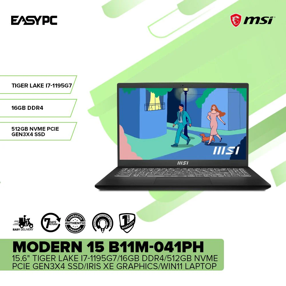MSI Modern 15 B11M-041PH 15.6" Tiger lake i7-1195G7 Laptop - Image 2