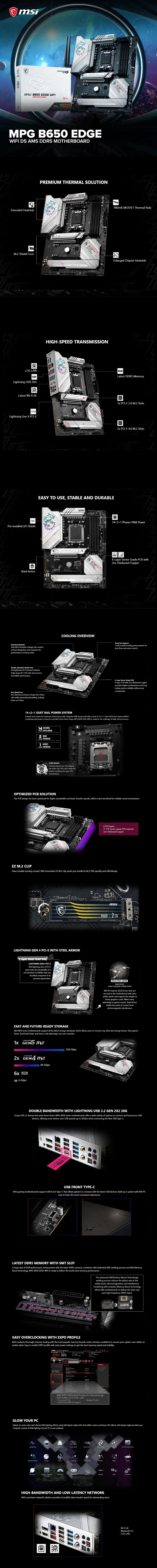 MSI MPG B650 Edge wifi D5 AM5 DDR5 Motherboard - Image 6
