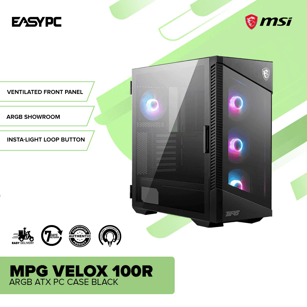 MSI MPG Velox 100R ARGB ATX PC Case Black - Image 2