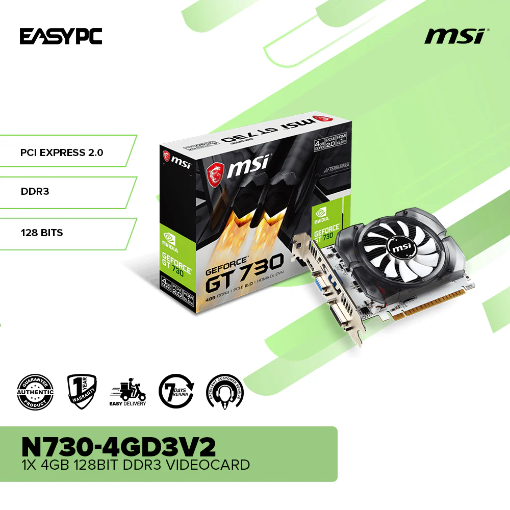 MSI NVIDIA GeForce N730-4GD3V2 1x 4gb 128bit Ddr3 Videocard - Image 2
