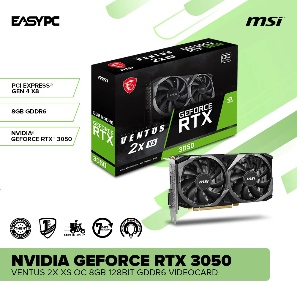 MSI NVIDIA® GeForce RTX™ 3050 Ventus 2X XS OC 8GB 128bit GDDR6 Videocard - Image 2