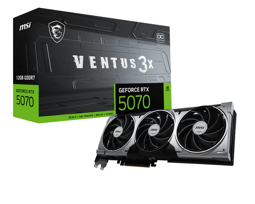 MSI Nvidia GeForce RTX 5070 VENTUS 3X OC (G5070-12V3C) 12GB 192-bit GDDR7 Videocard