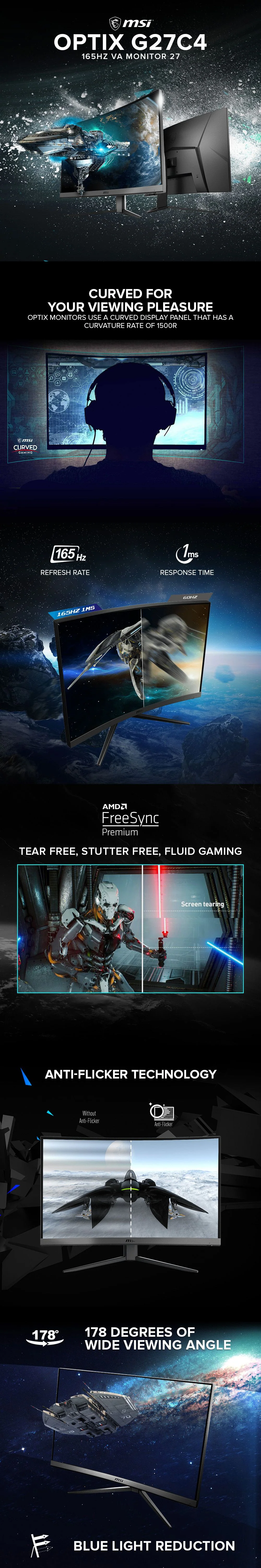 MSI OPTIX G27C4 27-inch FHD 165Hz Refresh Rate, 1ms Response Time Anti-glare VA MONITOR - Image 6