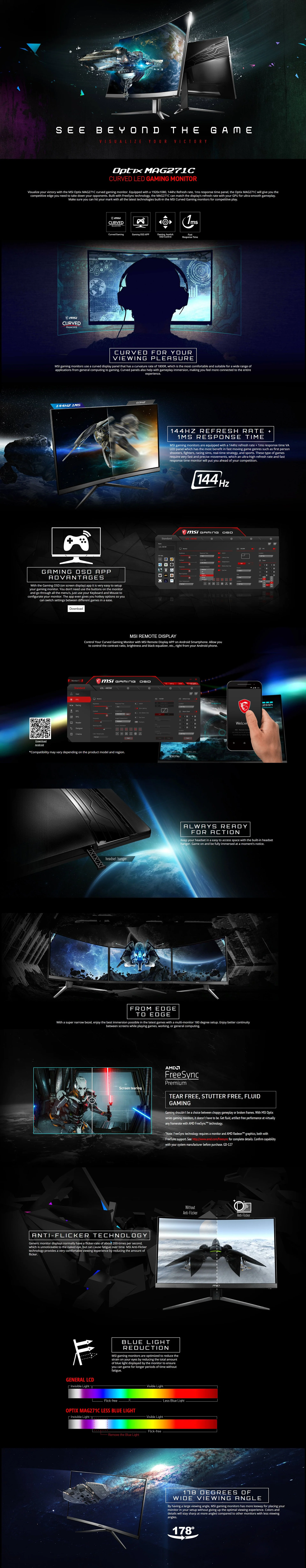 MSI Optix MAG271C 27" Curved Gaming Monitor - Image 6