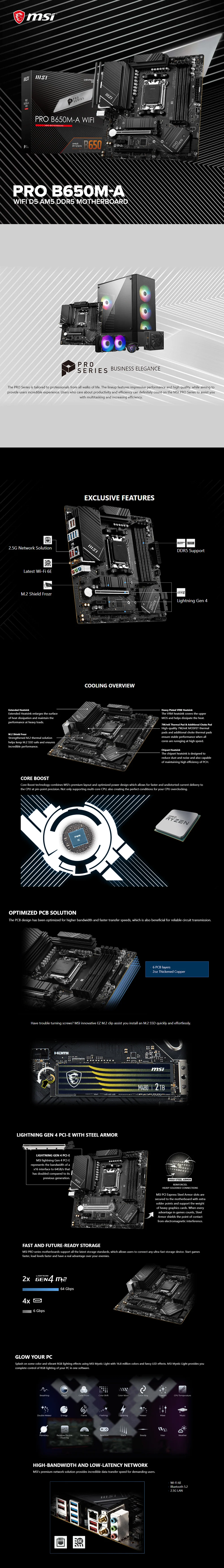 MSI PRO B650M-A wifi D5 AM5 DDR5 Motherboard - Image 6