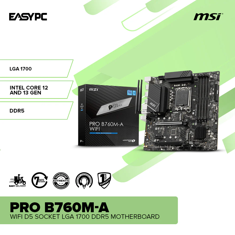 MSI PRO B760M-A WIFI D5 Socket LGA 1700 DDR5 Motherboard - Image 2