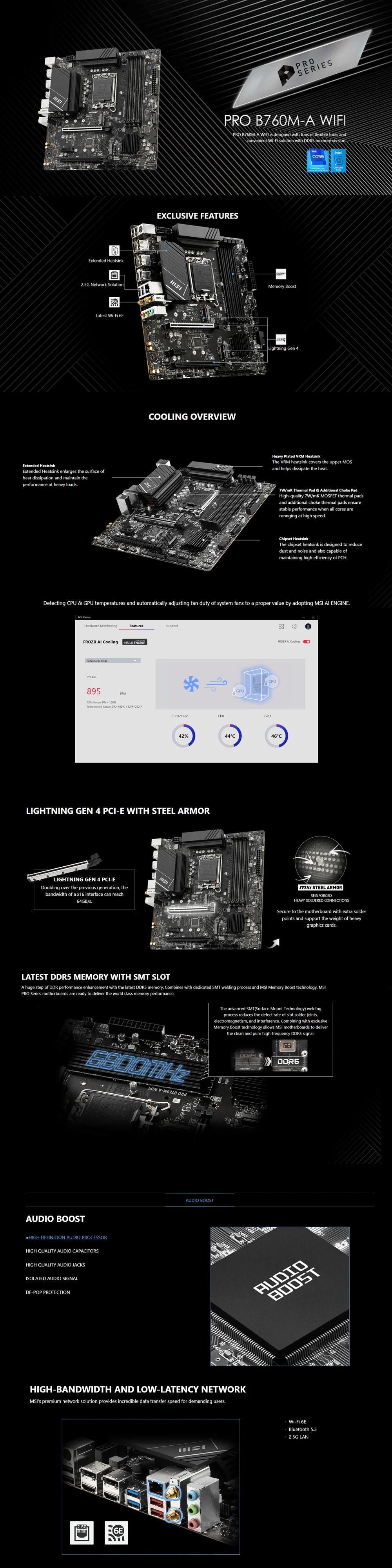 MSI PRO B760M-A WIFI D5 Socket LGA 1700 DDR5 Motherboard - Image 6