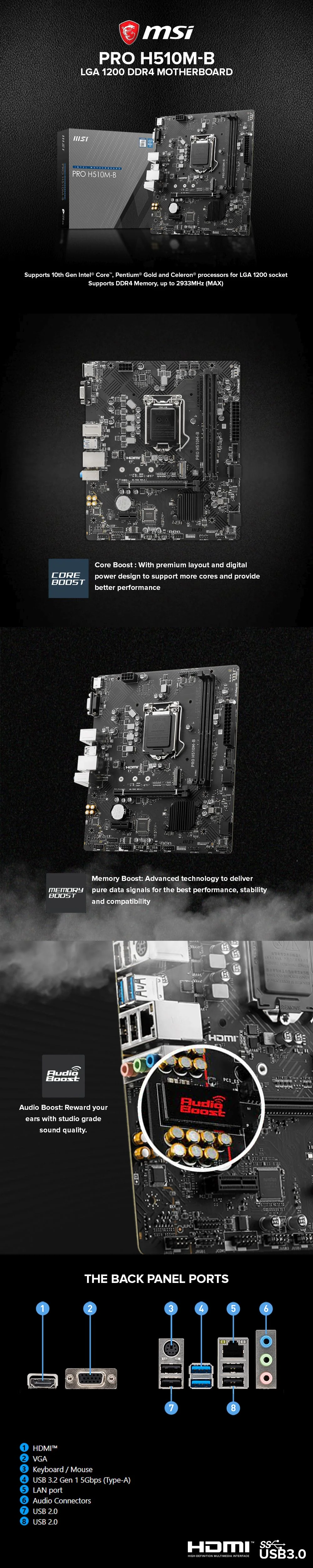MSI Pro H510M-B Socket LGA 1200 Ddr4 Motherboard - Image 6