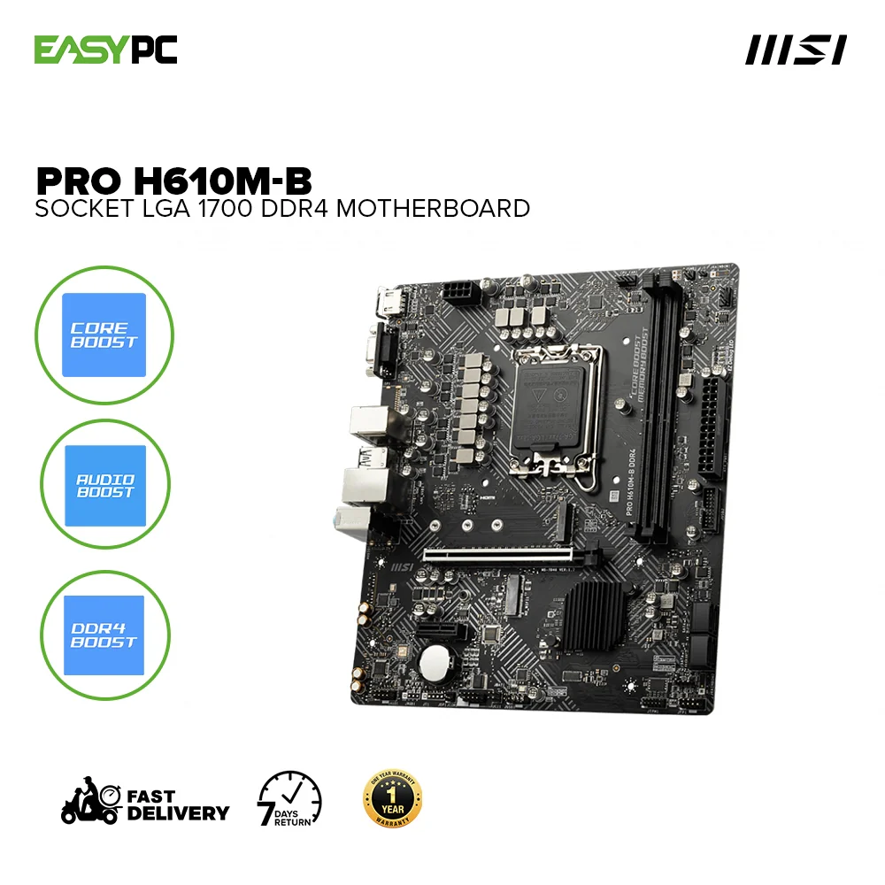 Msi PRO H610M-B Socket LGA 1700, Core Boost, Audio Boost, Memory Boost Ddr4 Motherboard - Image 2