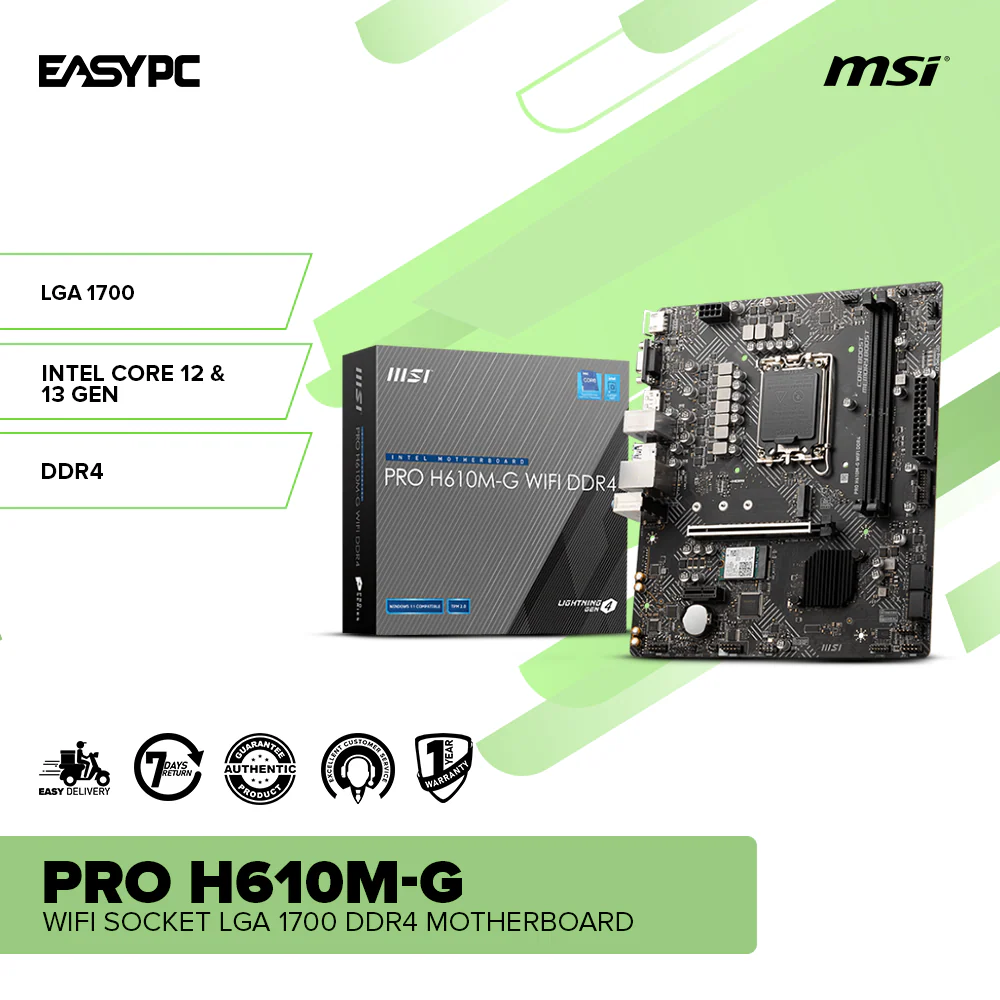 Msi PRO H610M-G WIFI Socket LGA 1700 Ddr4 Motherboard - Image 2