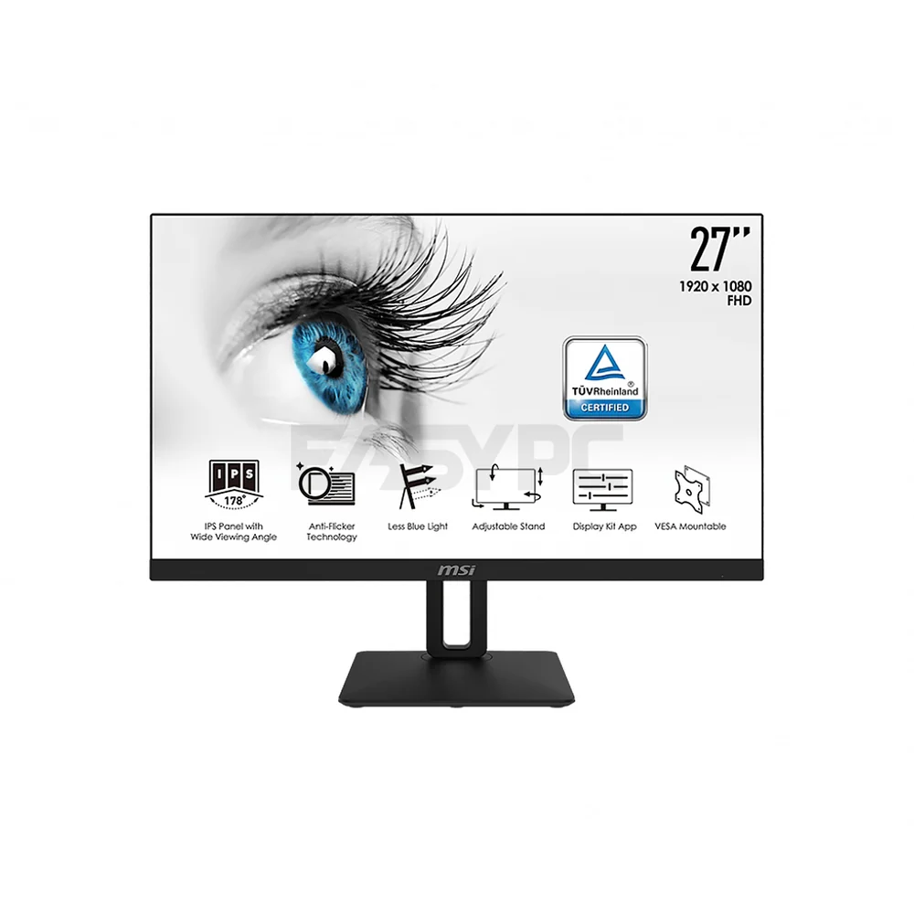 MSI PRO MP271P 27" FHD IPS, Eye Care Monitor, Anti-Flicker/Glare VESA Mount Support & Built-in Speakers Monitor 1ION MSPR2337