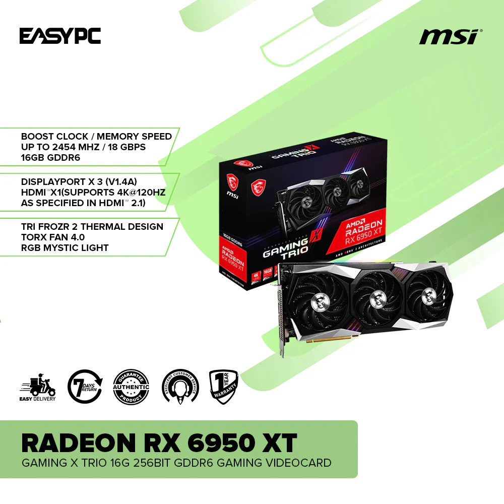 MSI Radeon RX 6950 XT Gaming X Trio 16G 256bit GDdr6 Gaming Videocard - Image 2
