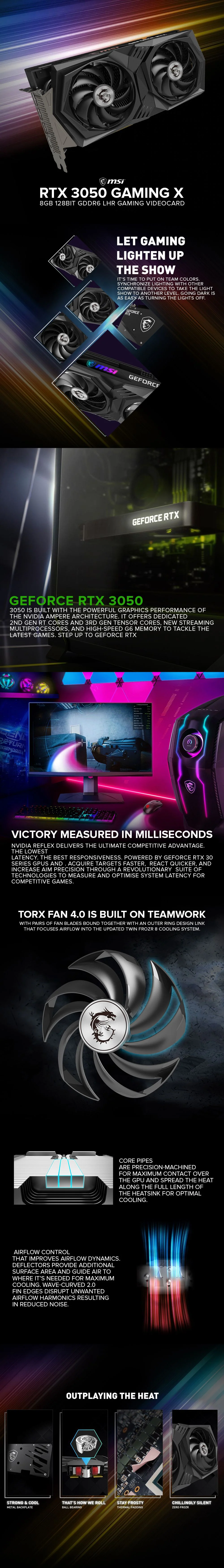 Msi NVIDIA® GeForce RTX™ 3050 Gaming X 8gb 128bit RGB Mystic Light TWIN FROZR 8 GDdr6 Gaming Videocard - Image 7