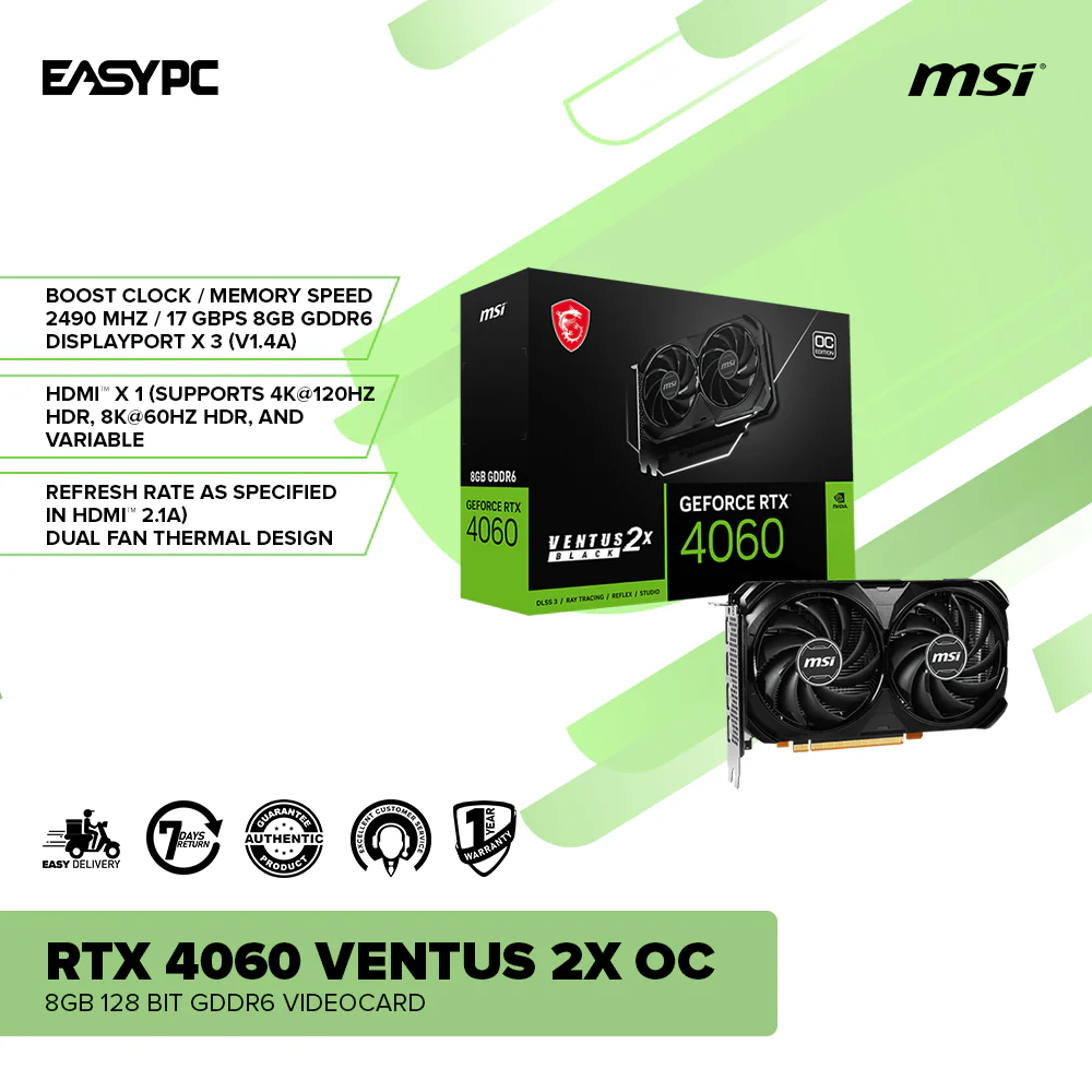 MSI NVIDIAÂ® GeForce RTXÂ™ 4060 Ventus 2x OC 8gb 128 bit gddr6 videocard - Image 2