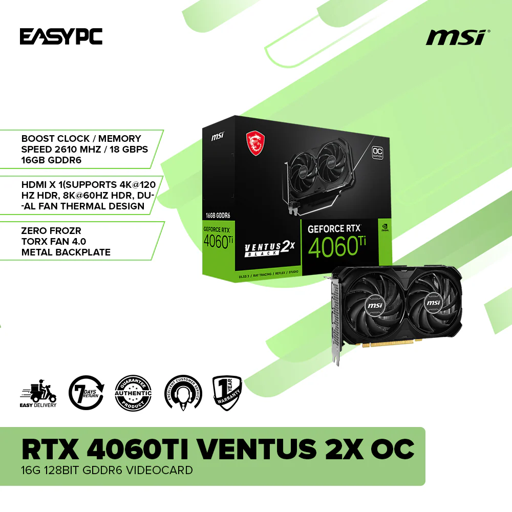 MSI NVIDIAÂ® GeForce RTXÂ™ 4060TI Ventus 2X OC 16G 128bit GDDR6 Videocard - Image 2