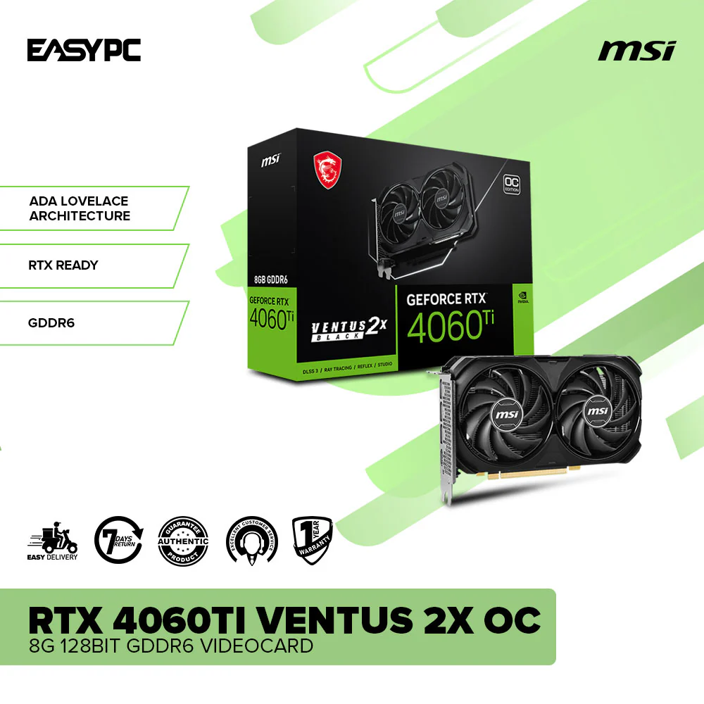MSI NVIDIAÂ® GeForce RTXÂ™ 4060TI Ventus 2X OC 8G 128bit GDDR6 Videocard - Image 2