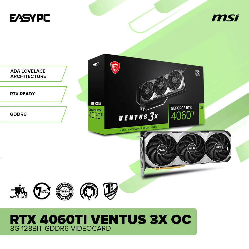 MSI NVIDIAÂ® GeForce RTXÂ™ 4060TI Ventus 3X OC 8G 128bit GDDR6 Videocard - Image 2