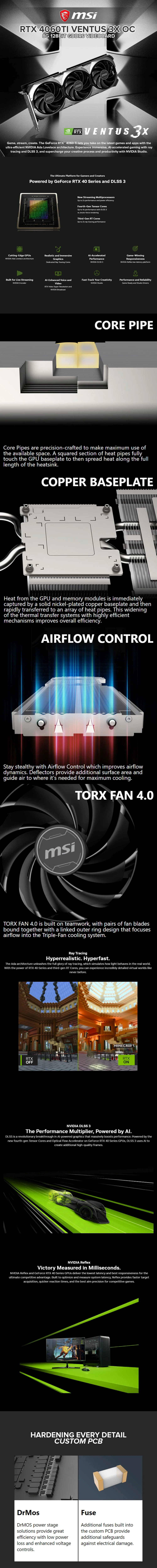 MSI NVIDIAÂ® GeForce RTXÂ™ 4060TI Ventus 3X OC 8G 128bit GDDR6 Videocard - Image 6