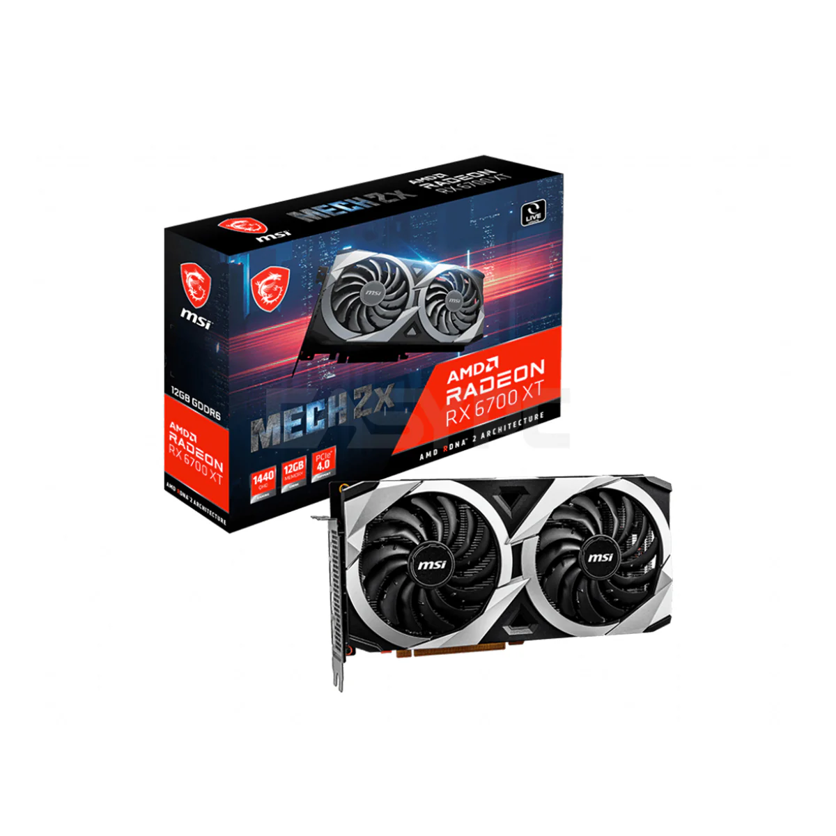 MSI  Rx 6700xt Mech 2X 12gb 192bit GDdr6   ÃŠdeliver serious 1440p gaming and ultra-high frame rates with realistic lighting, shadows, and reflections, gaming experience with HDMI 2.1 VRR technology, 1300 AMD FreeSyn  Gaming Videocard