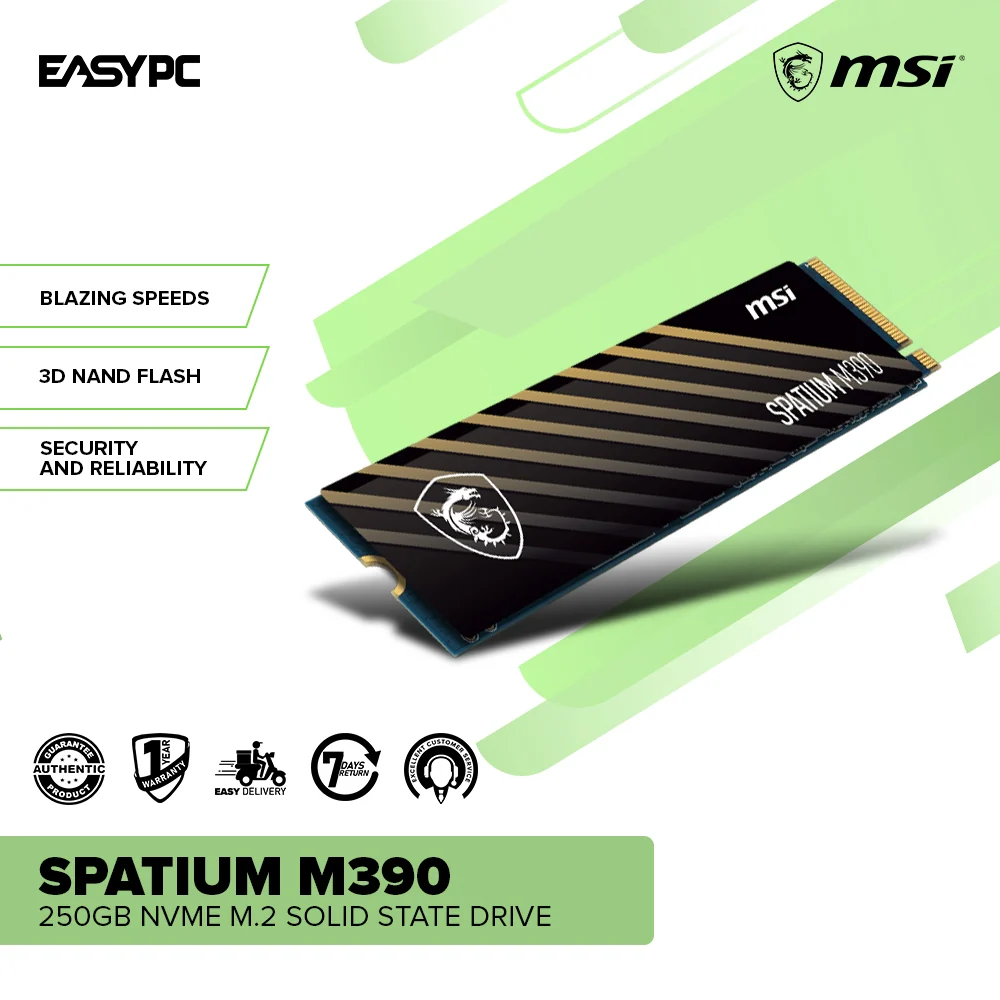 MSI Spatium M390 250GB/500GB/ 1TB NVME M.2 Solid State Drive - Image 2