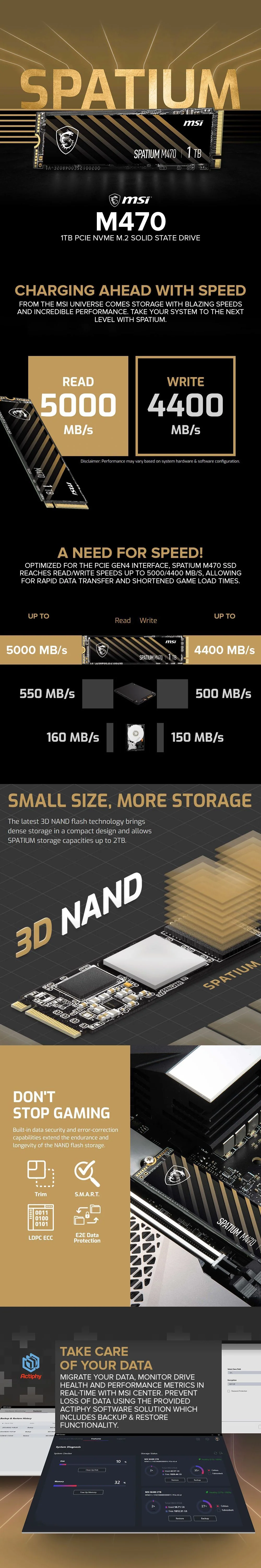 MSI Spatium M470 1TB PCIE NVME M.2 Solid State Drive - Image 7